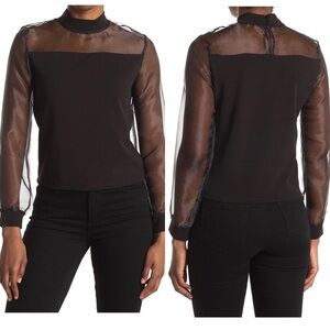 STEVE MADDEN BB DAKOTA mock neck sheer top. Sz S